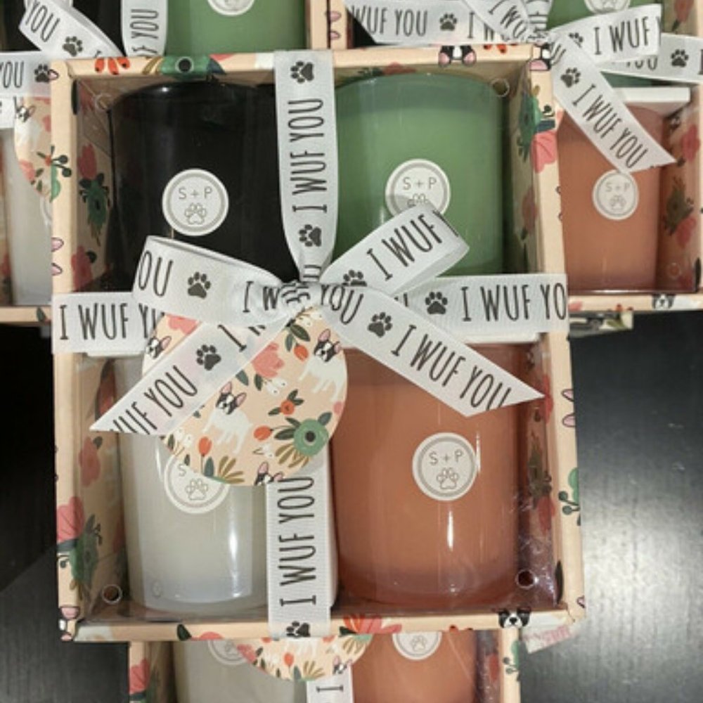 SAND+PAWS I wuf you CANDLES 4PCS SET Amber Fig Tropical Citrus Citron Newport